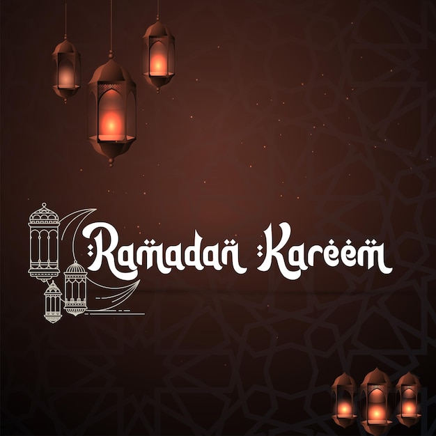 Vetor cor avermelhada escura ramadan kareem ilustração vetorial ramadan kareem tipografia cartão de saudação