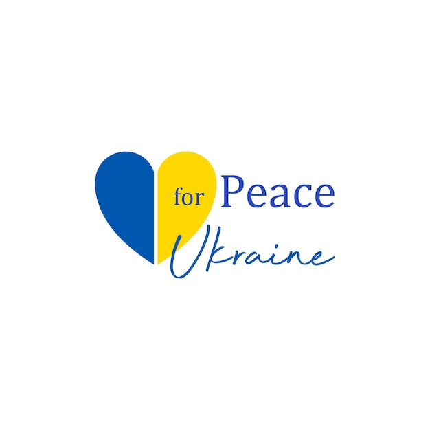 Cor azul e amarelo do símbolo do coração a paz ucraniana