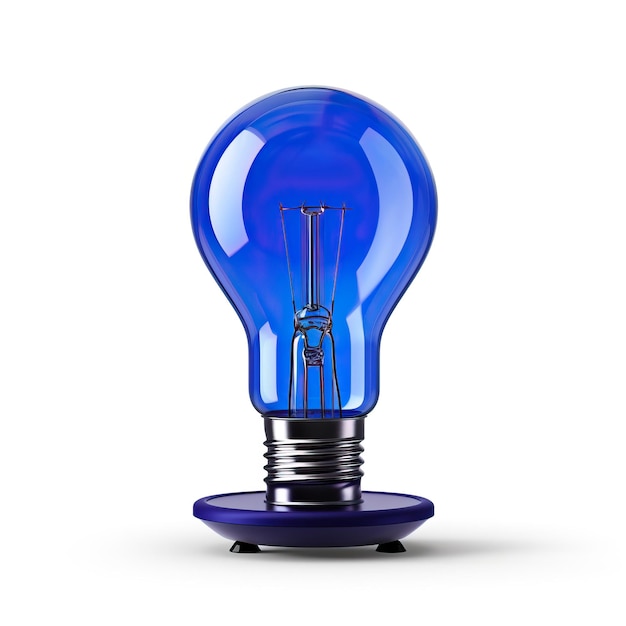 Vetor cor azul lâmpada 3d vetor fundo branco isolado alto