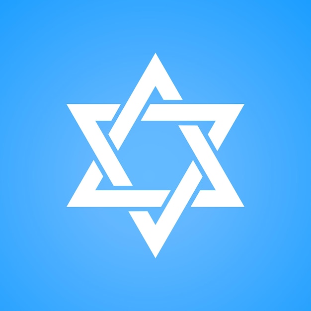 Vetor cor branca estrela de david estilizada sobre fundo azul tanah hexagram símbolo do judaísmo de israel