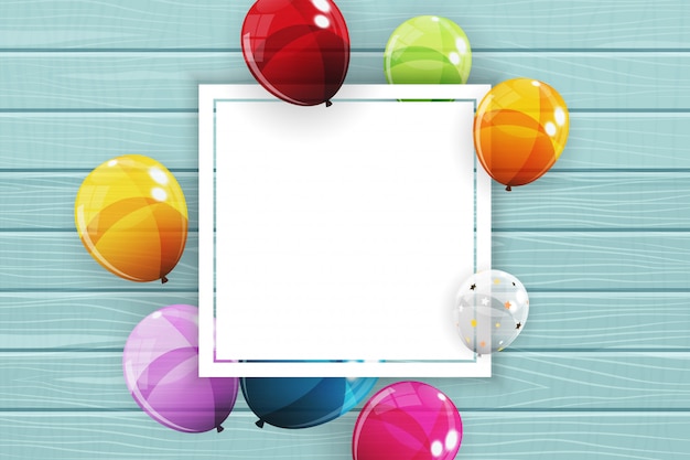 Cor brilhante feliz aniversário balões Banner fundo ilustração