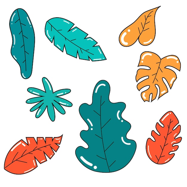 Cor da água vector folhas coloridas arte ícone ilustração desenhada à mão
