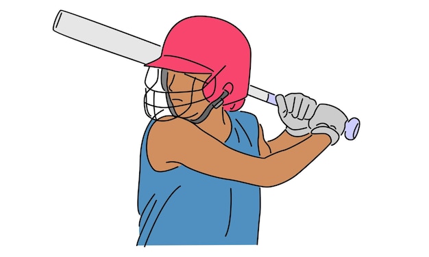 cor da linha de arte da ilustração vetorial do jogador de beisebol.