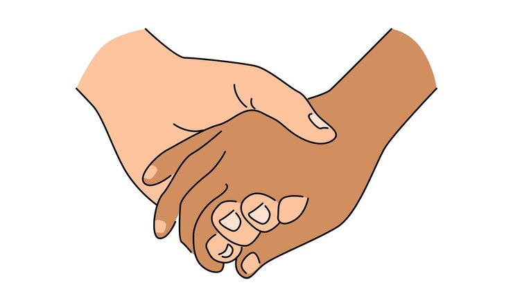 Vetor cor da linha de arte do casal de mãos dadas