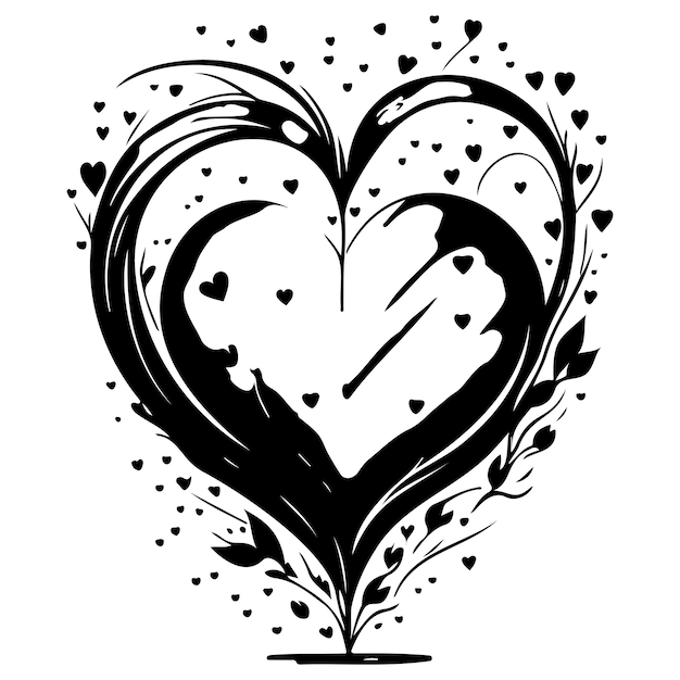 Cor de água amor de coração valentine ilustração esboço desenho à mão