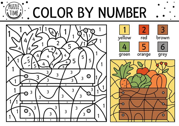 Colorir por números. jogo de puzzle para a educação infantil. números e  cores para desenhar e aprender matemática. flores de vetor