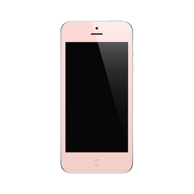 Vetor cor-de-rosa do smartphone com tela sensível ao toque em branco, isolada no branco.