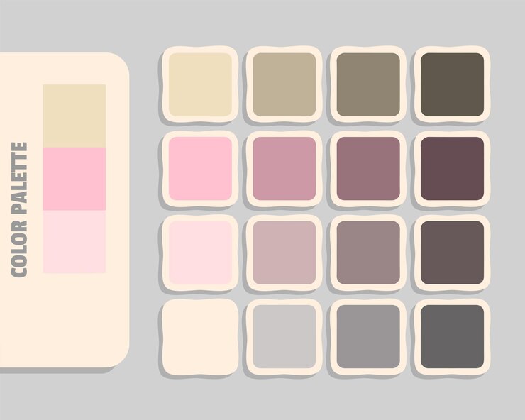 Vetor cor de trigo rosa mistyrose neve paleta de cores rgb cores correspondentes catálogo de cores harmoniosas