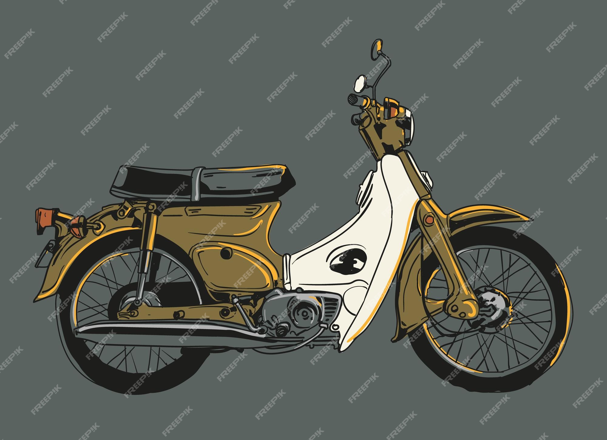 Desenho de ilustração vetorial desenhada à mão para moto de