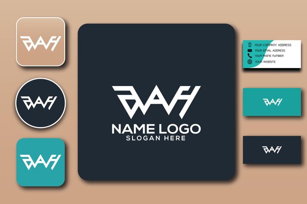 cor do modelo de logotipo de monograma aaH editável