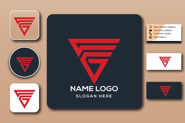 Cor do modelo de logotipo de monograma CG editável