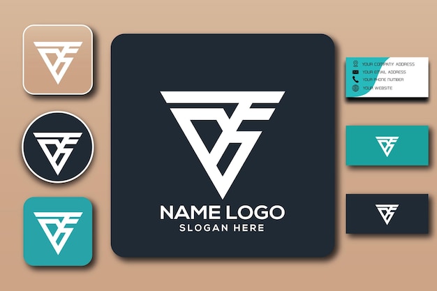 Cor do modelo de logotipo de monograma FB editável