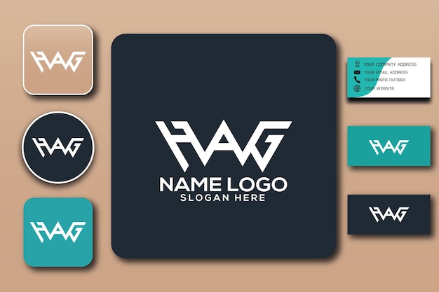Cor do modelo de logotipo de monograma HAG editável