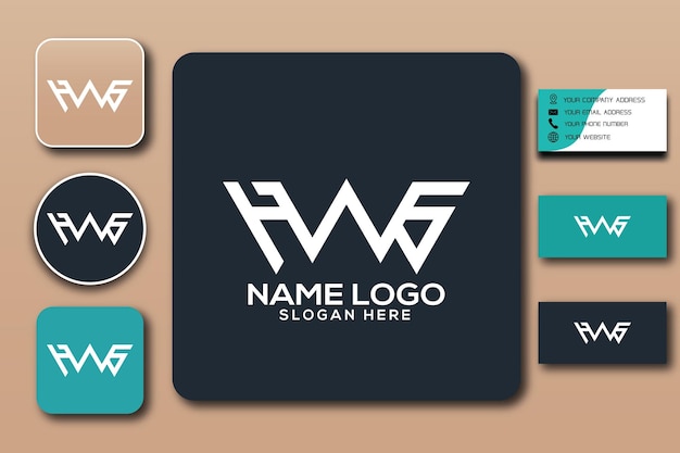 Cor do modelo de logotipo de monograma HWb editável