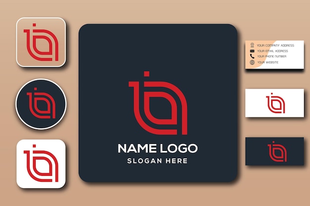 Cor do modelo de logotipo de monograma LOI editável