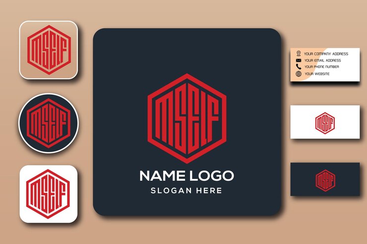 Vetor cor do modelo de logotipo de monograma mself editável