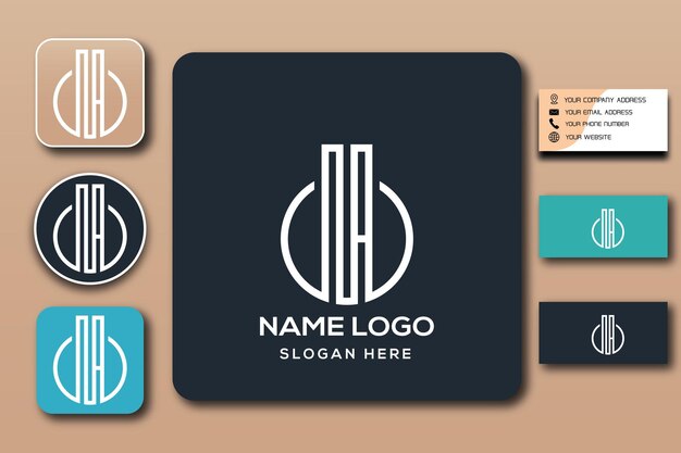 Cor do modelo de logotipo de monograma NA editável