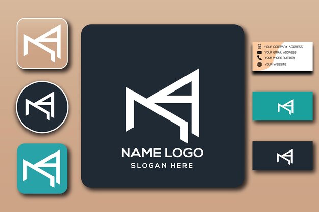 Cor do modelo de logotipo de monograma NA editável