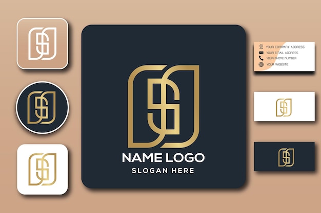 Cor do modelo de logotipo de monograma NS editável