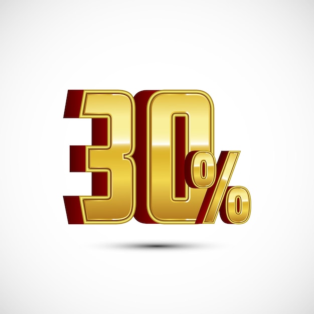 Cor dourada 30 por cento desconto 3D etiqueta adesivo grande oferta símbolo de venda etiqueta de oferta especial
