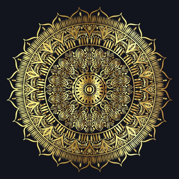 Cor dourada de fundo de design de mandala ornamental de luxo