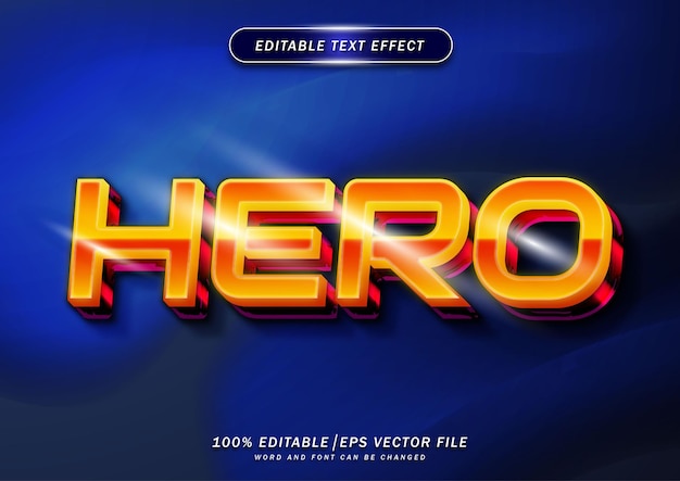 Cor elegante com tema de efeito de texto editável de herói