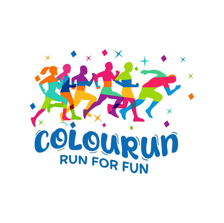 Vetor cor fun run logo design corrida de eventos esportivos