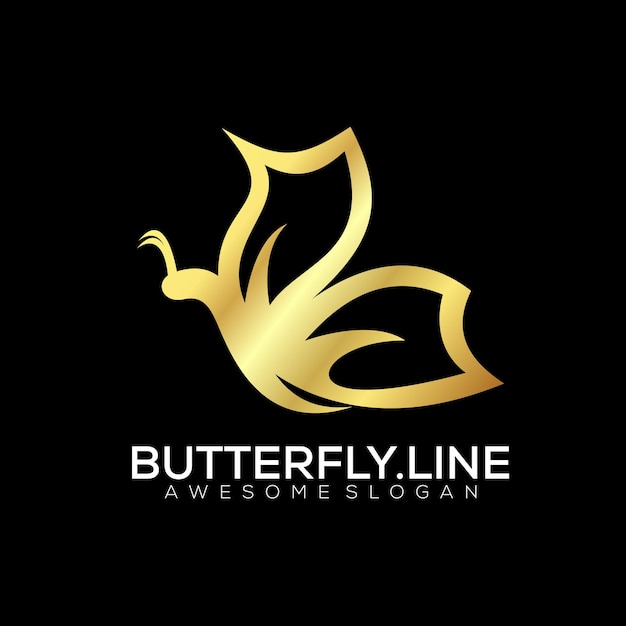 Cor gradiente de design de logotipo de linha borboleta