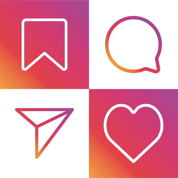 cor gradiente de modelo de ícone de conjunto de elementos do instagram