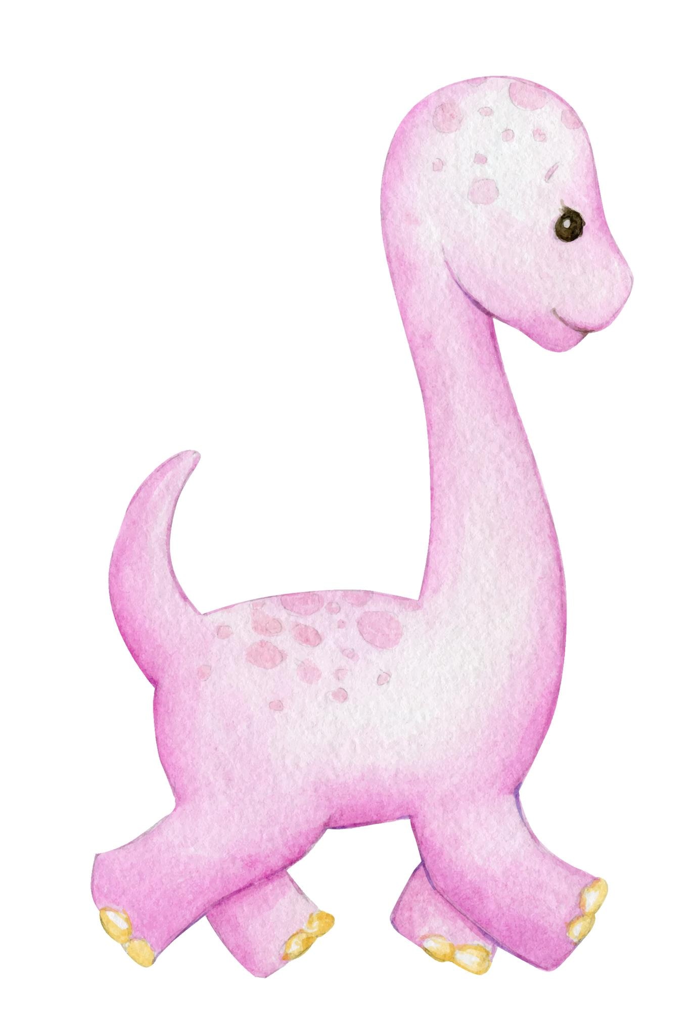 Cor rosa de dinossauro bonito pintado em estilo de desenho animado