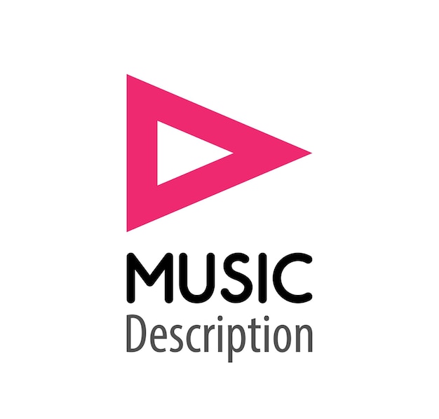 Cor rosa do logotipo da música botão de reprodução rosa do jogador isolado no emblema vetorial branco