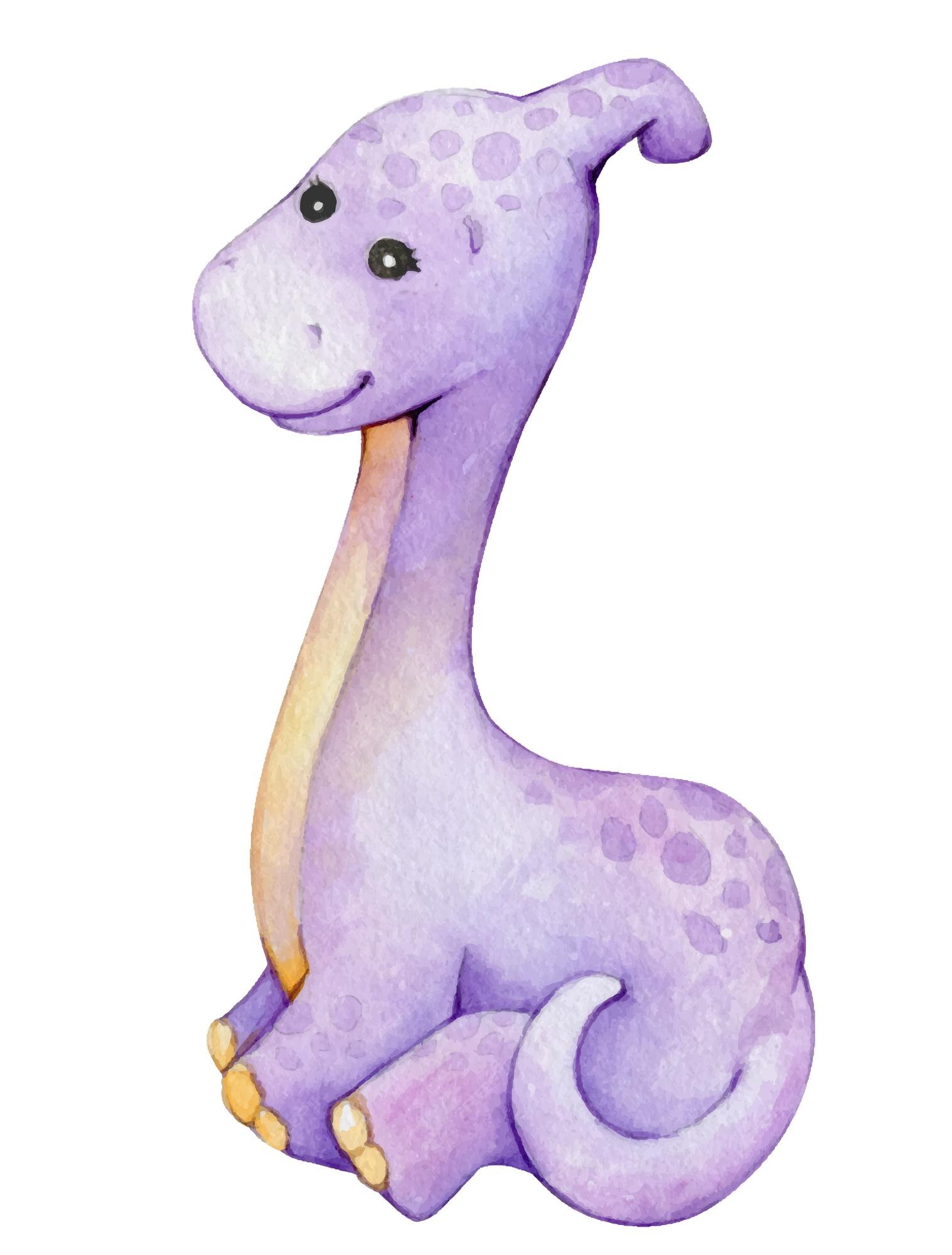 Ilustração de dinossauro roxo estilo aquarela, Vetor Premium