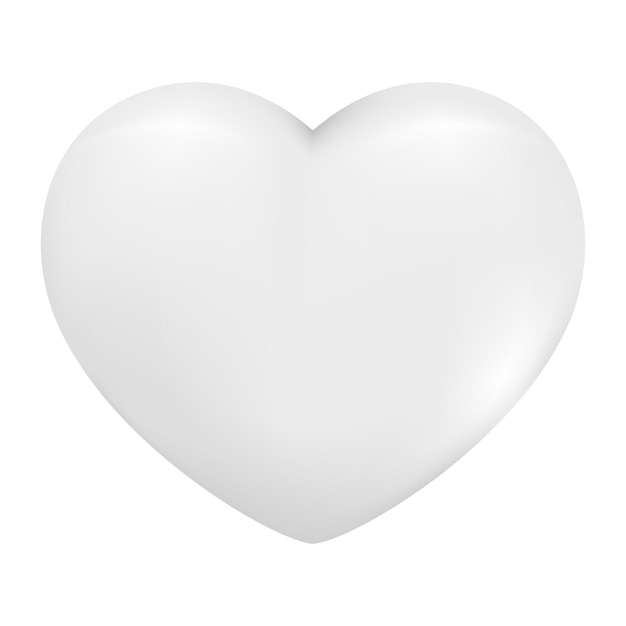 Vetor coração 3d realista desenhado à mão ícone romântico da primavera decorativa símbolo de amor feliz dia dos namorados ícone do coração branco ilustração em vetor abstrato isolada no fundo branco