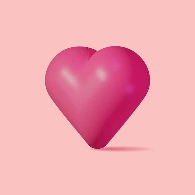 coração 3D vermelho isolado em rosa