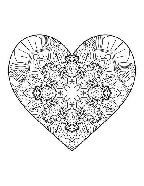 Coração com mandala floral. coração coração mandala.love.ornamental com coração flor mandala.mehndi.