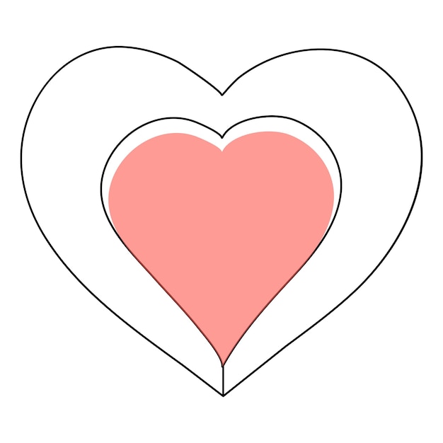 Coração contínuo desenho de arte de uma linha forma de cor contorno de sinal de amor ilustração vetorial