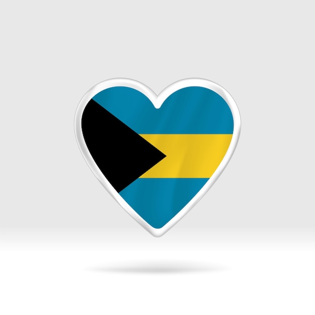 Coração da bandeira das Bahamas. Estrela de botão de prata e modelo de bandeira. Edição fácil e vetor em grupos