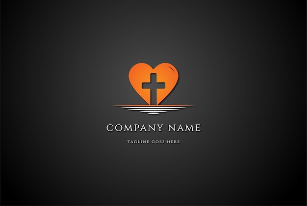 Coração de amor com jesus christian cross for religion logo design vector