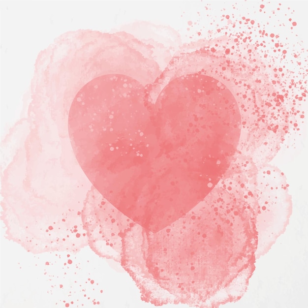 Coração de aquarela rosa