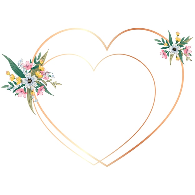 Coração de metal decorado com flores ilustração vetorial