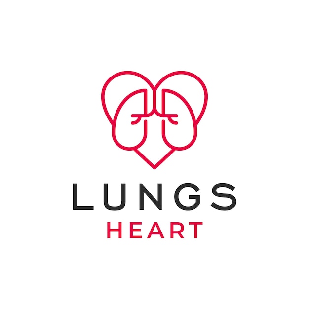 Coração de pulmões exclusivo moderno criativo em estilo linear ícone design de logotipo ilustração vetorial