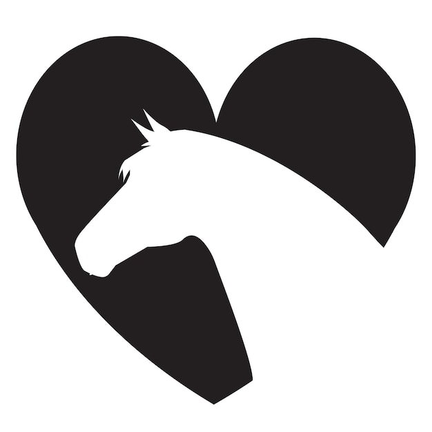Coração de vetor com cabeça de cavalo