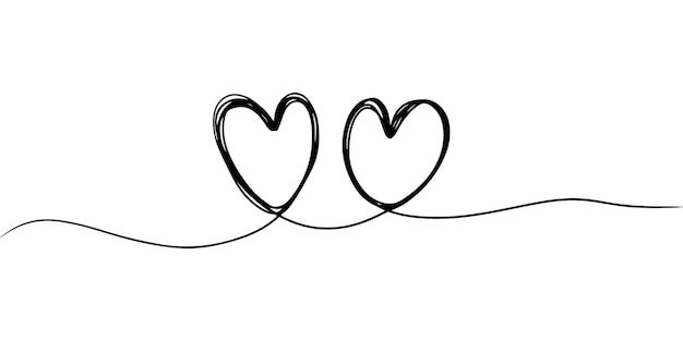 Coração desenhado à mão com forma de divisor de linha fina rabisco redondo sujo emaranhado isolado em fundo branco ilustração vetorial
