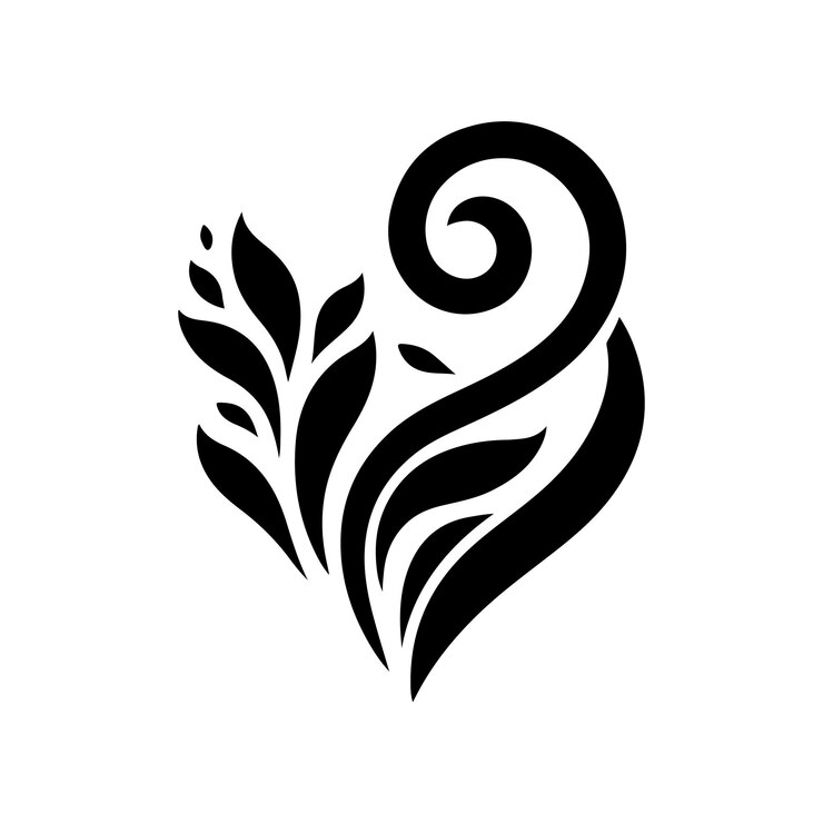 Vetor coração ou símbolo de amor com forma de flor e folha para arte de tatuagem