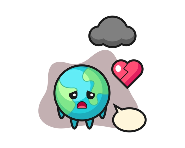 Vetor coração partido dos desenhos animados da terra