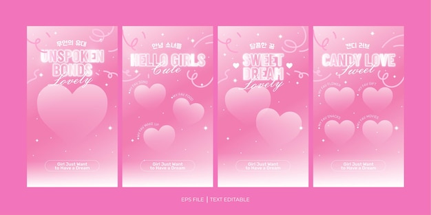 Coração rosa doce Histórias modelo de mídia social