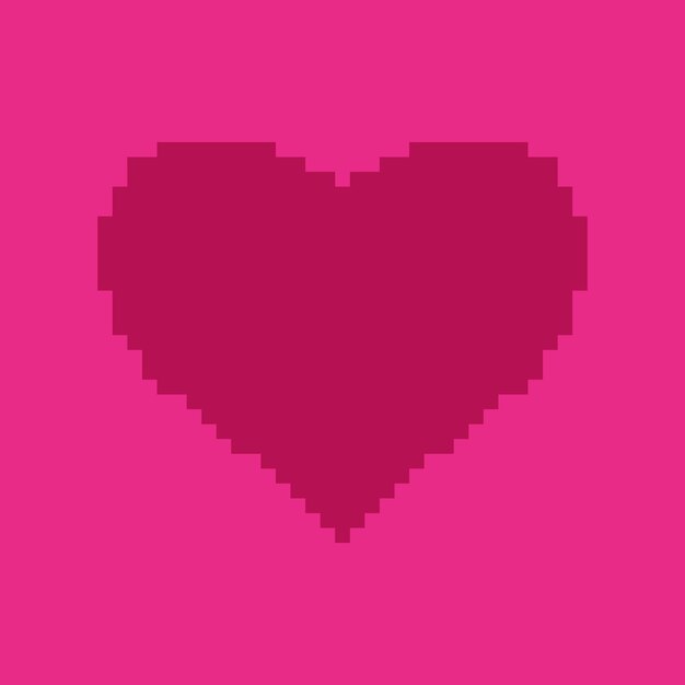 Coração rosa. mensagem de amor. feliz dia dos namorados pôster em estilo pixel art. banner de férias retrô de 8 bits. ilustração vetorial