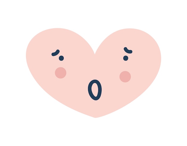 Vetor coração rosa preocupado emoji ícone objeto símbolo plano arte vetorial elemento de desenho animado