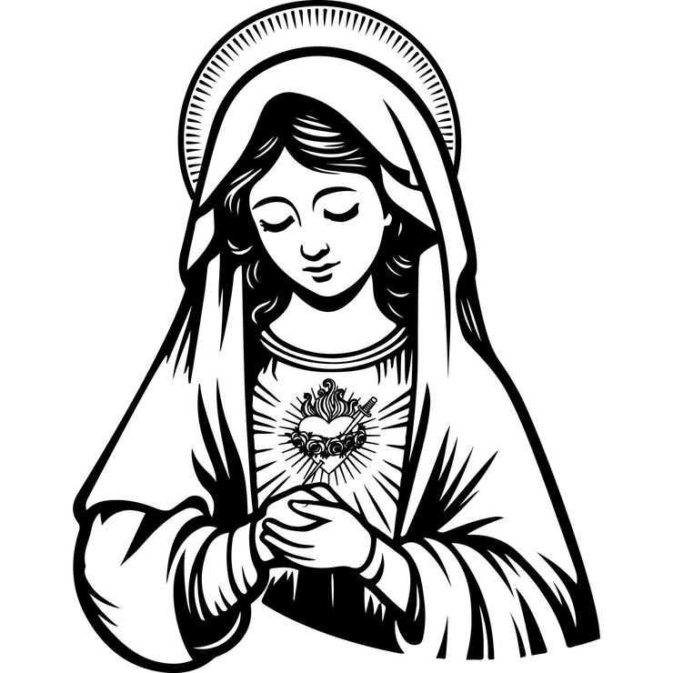 Vetor coração sagrado da virgem maria ilustração de vector
