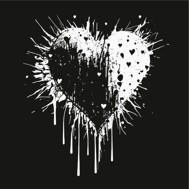 Coração Sinal de ícone de coração desenhado à mão - Desenho de pincel caligrafia coração símbolo de coração negro desenho animado